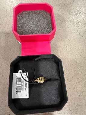 Juicy Couture Gold Crown Charm Bracelet with Hot Pink Box